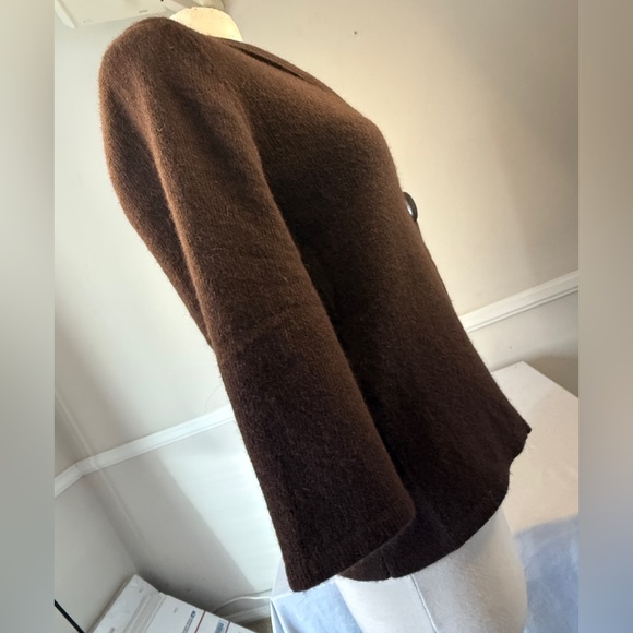 Unique Wool-Angora-Nylon Blend Single-Button Cardigan, Brown, Women’s M. Tweeds - Picture 7 of 9